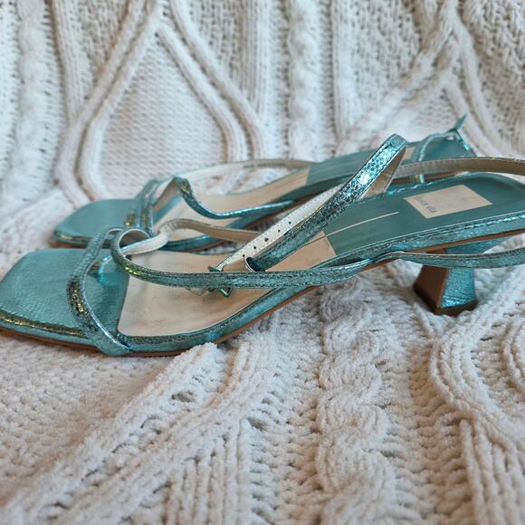 NEW Dolce Vita Women's Baylor Metallic Kitten Heeled Strappy Sandal Size 10 Blue - Picture 5 of 7